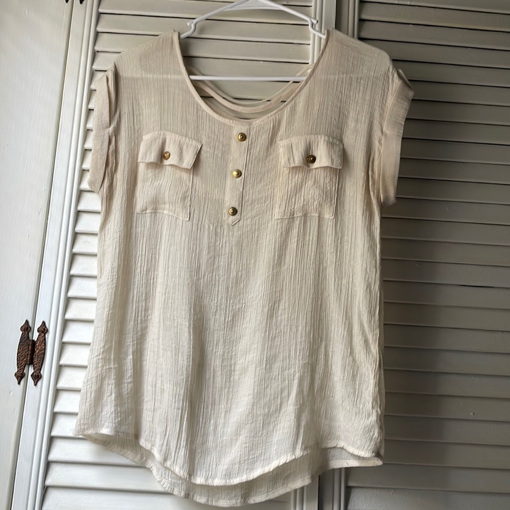 Short Sleeve Cream Blouse
